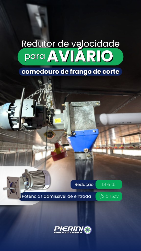 Linha PRCM — redutor fabricado pela Pierini para comedouro em aviário